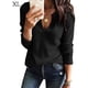 thumbnail image 2 of Sonducket Camiseta de mujer Blusa casual de manga larga con cuello en V de color sólido Prendas para la parte del cuerpo Negro SG Sonducket AP003436-04, 2 of 6