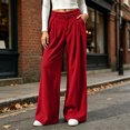 thumbnail image 2 of Women Corduroy Wide Leg Pants High Waist Button Zipper Pleated Trousers Loose Casual Palazzo Pants with Pockets, 2 of 9