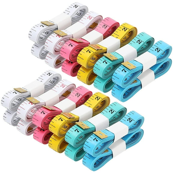 24 Pcs Double-Scale 60-Inch/150cm Soft Tape Measure Ruler Bulk for Body Fabric Sewing Tailor Cloth Knitting Home Craft Measurements - 6 Colors