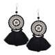 thumbnail image 1 of 1 par de pendientes de , pendientes colgantes con flecos étnicos bohemios, negro/rojo Zulema Pendientes de borlas trenzadas étnicas, 1 of 8