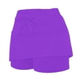 thumbnail image 6 of GEWSEY Midi Skorts for Women Casual Plus Size High Waist Athletic Skirt with Shorts Underneath Tennis Skorts with Pockets Tummy Control (Purple, S), 6 of 6