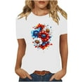 thumbnail image 2 of Cavosen Independence Day Shirts Women Petite Independence Day Short Sleeve Crewneck Shirts USA Flag Graphic Tops Lady S 4th of July Casual T Shirts Red White and Blue Tunic Tees Patriotic Outfits, 2 of 8