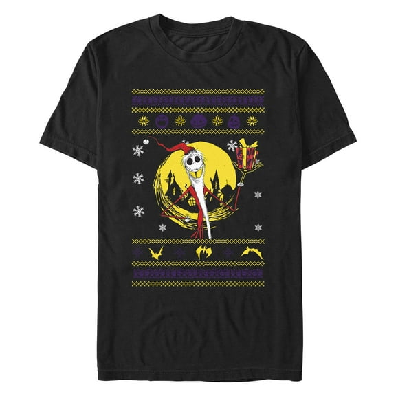 Men's The Nightmare Before Christmas Santa Jack Ugly Christmas Sweater Print Graphic T-Shirt