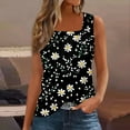 thumbnail image 2 of Women's Square Neck Floral Print Tank Top, Loose Fit Sleeveless Summer Blouse with Casual Chic Design,Black L, 2 of 5