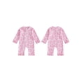 thumbnail image 2 of BemeyourBBs Newborn Baby Girl Pink One Piece Swimsuit Infant Girl Bathing Suit Flower Print Rash Guard Long Sleeve Zipper Ruffle Swimwear Summer Pool Beachwear, 2 of 9