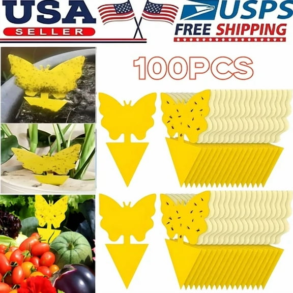 100Pcs Sticky Fruit Fly Trap Fungus Gnat Killer Pest Control Boards For Home Use