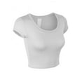 thumbnail image 2 of KOGMO Womens Short Sleeve Crop Top Solid Round Neck T Shirt, 2 of 7