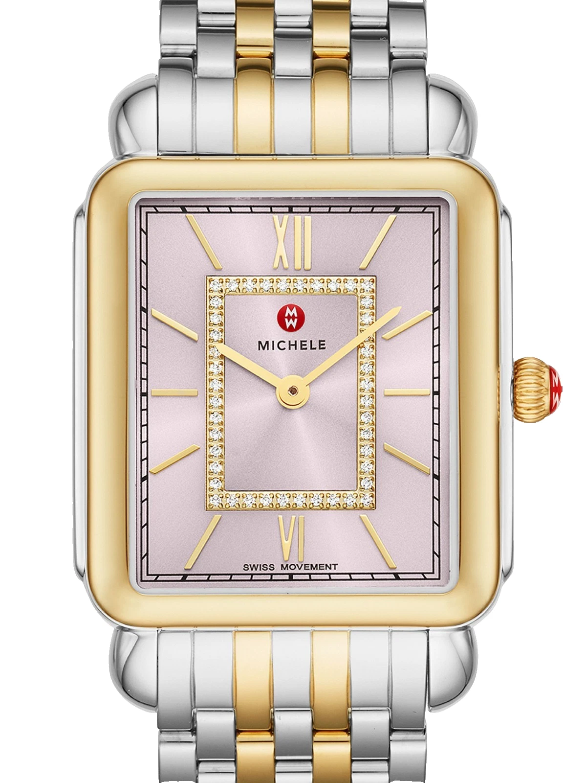 Michele Deco Mww06x000046 Two Tone Dial Stainless Steel Bracelet 33mm Women Watch
