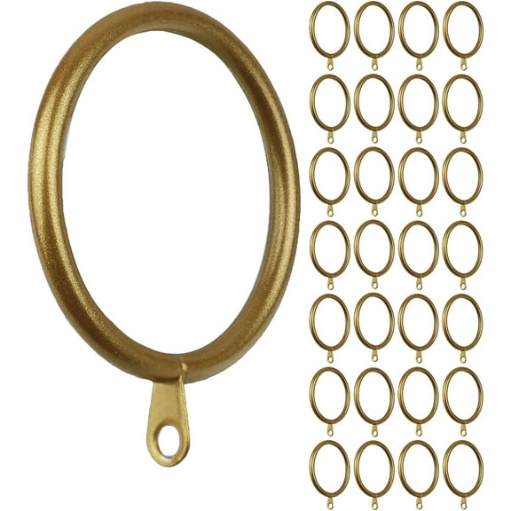 Meriville 28 pcs Gold 1.5-Inch Inner Diameter Metal Curtain Rings with Eyelets, Fits Up to 1 1/4-Inch Rod
