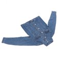 thumbnail image 4 of Chaqueta corta para mujer, con botones, cuello vuelto, informal, de manga larga, abrigo con bolsillos en el pecho, azul oscuro, L, 4 of 14