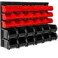 thumbnail image 1 of Wision Wall Mounted Storage Bins 30 Wall Mount Tool Organizer Bins Plastic Parts Rack Container Easy Access Compartments For Tools Hardware Crafts Office Supplies And More Blackred, 1 of 5