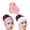 thumbnail image 1 of 3pcs Spa Facial Headbands for Makeup & Face Washing Soft Towel Material White, Purple, Pink Personal Care for Women, 1 of 5