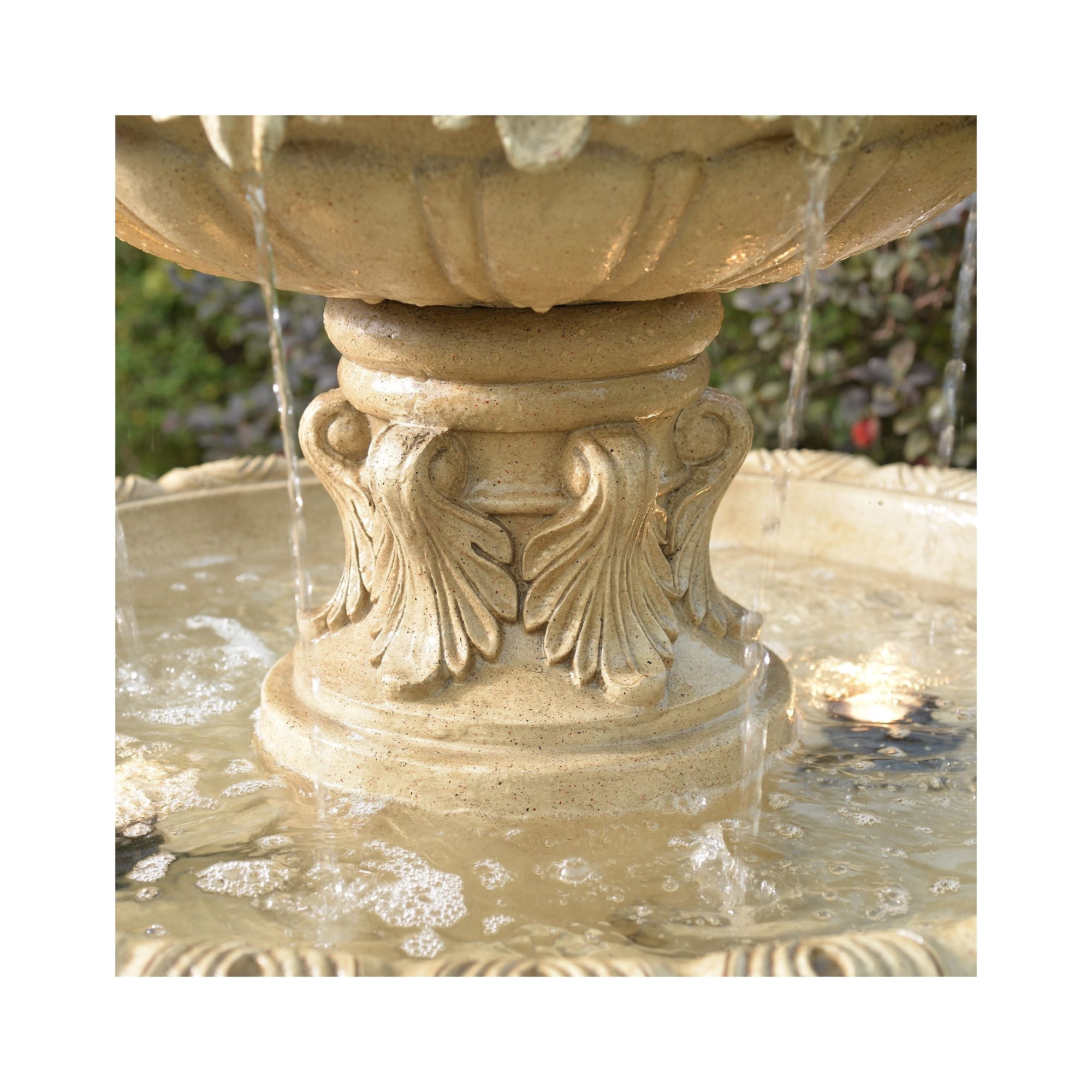Ibiza 62" High Large Italian Outdoor Decor Sand Stone Floor Fountain with Light LED 3-Tier Outside Garden Patio