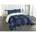 thumbnail image 3 of Ambesonne Constellation Quilted Bedspread Set 3 Pcs, Zodiac Sign Set, Queen Size, Dark Blue Blue White, 3 of 5