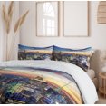 thumbnail image 5 of Ambesonne Landscape Duvet Cover Sets, Urban Skyline of NYC, 2-King, Orange Blue, 5 of 6