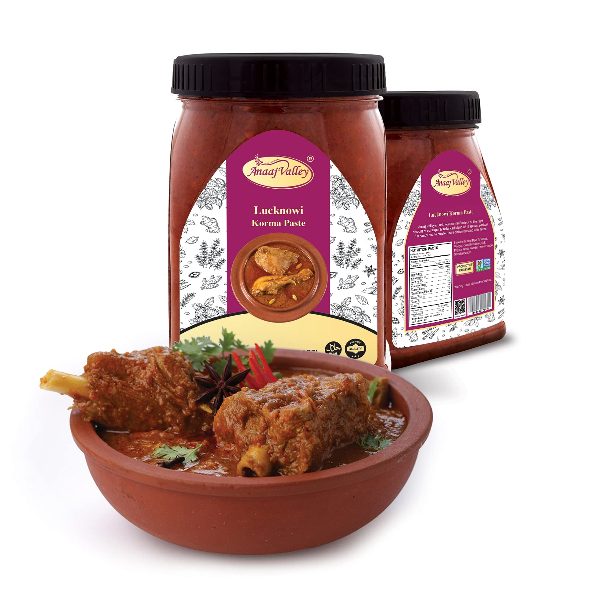 ANAAJ VALLEY Korma Paste – 650g Lucknowi Korma Paste – Traditional ...