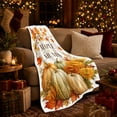 thumbnail image 3 of Maple Leaves Mums Rustic Pumpkin Harvest Branch, Festive Holiday Scene, Warm Flannel Blanket for Ranch House and Living Room, Art Lovers Thanksgiving Gift, Festive Home Decor, 3 of 9