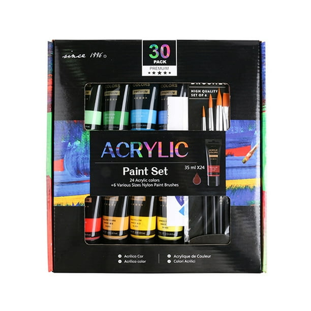 Juego de pintura acrílica de 12/24/36/48 colores 35 ml cada tubo pigmentos ricos