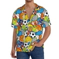 thumbnail image 3 of JUNZAN Mens Casual Button Down Shirts Short Sleeve Various Balls Print Shirt-Large, 3 of 7