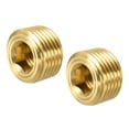 thumbnail image 1 of Uxcell tapón de tubo de latón macho rosca hexagonal interior cabezal de ajuste para agua aire combustible tubería 3/8" NPT, 1 of 5
