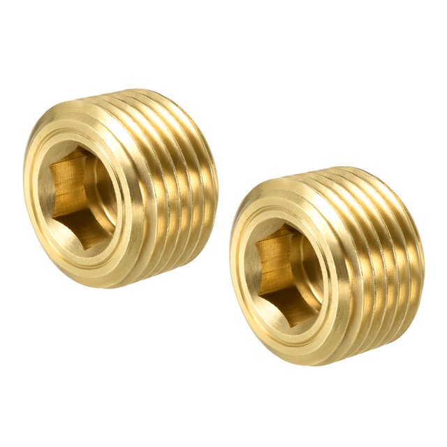 Uxcell tapón de tubo de latón macho rosca hexagonal interior cabezal de ajuste para agua aire combustible tubería 3/8" NPT