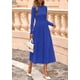 thumbnail image 3 of Vestido PRETTYGARDEN 2025 de punto con manga larga, línea A, midi, azul, talla L, 3 of 8