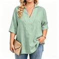 thumbnail image 2 of Asgosdo Summer Tops for Women Plus Size V Neck Half Sleeve Blouses Casual Soft Loose Fit Shirts, 2 of 6