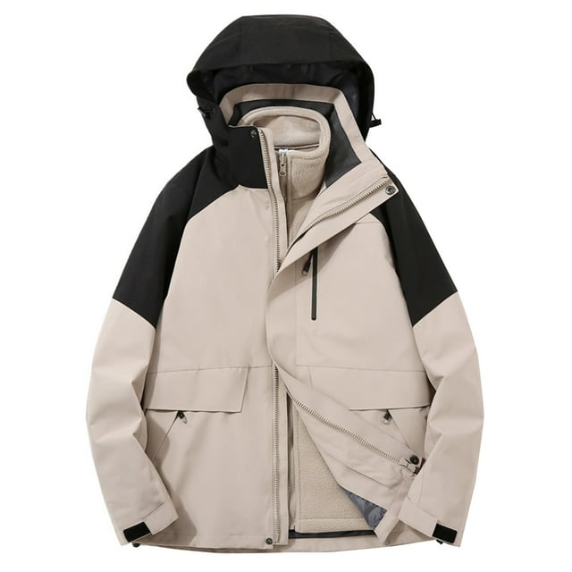 EQWLJWE Women'S Ski Jacket 3 In 1 Waterproof Winter Jacket Detachable Cap Snow Jacket Windproof Hooded With Inner Warm Thickened Insulation Mountaineering Suit Raincoat for Women Plus Size Clearance