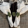 thumbnail image 3 of Zeckos Cast Iron Tropical Leaf Napkin Rings Dining Decor Set of 6, 3 of 6
