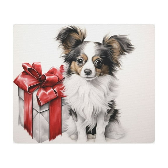 DistinctInk Mouse Pad - 1/4" Foam Rubber - Papillon Puppy Drawing
