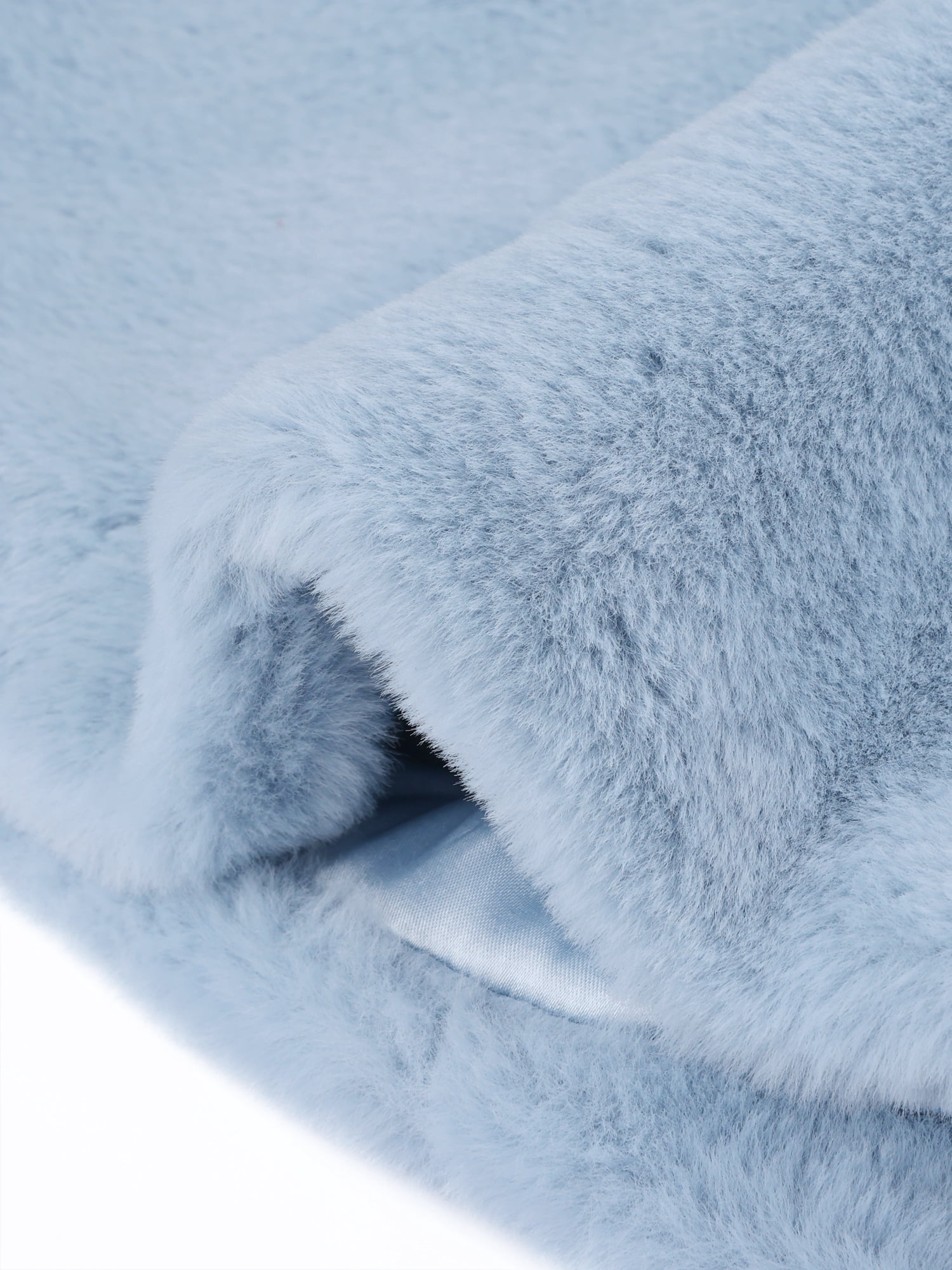 DARING DIVA Women's Cropped Notch Lapel Faux Fur Fluffy Coat XL Light Blue