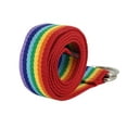 thumbnail image 1 of Flmtop Belt with Ring Buckle Soft Canvas Plaid Rainbow Pattern Belt for Wedding, 1 of 10