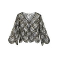 thumbnail image 6 of Kaerm Womens Hollow Lace Shrug Bolero Long Sleeve Sequin Cardigan Tops Dress Cover Up Gold One Size, 6 of 7