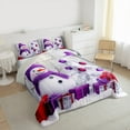 thumbnail image 3 of jejeloiu Cartoon Xmas Snowman Bedding Comforter Set,Happy New Year Twin Comforter Sets,Purple Christmas Gifts Bedding Set For Kids,Super Cozy Room Decor Reversible,2pcs, 3 of 8