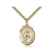 Gold Filled St. Isaac Jogues Pendant 1 x 3/4 inches with Heavy Curb Chain