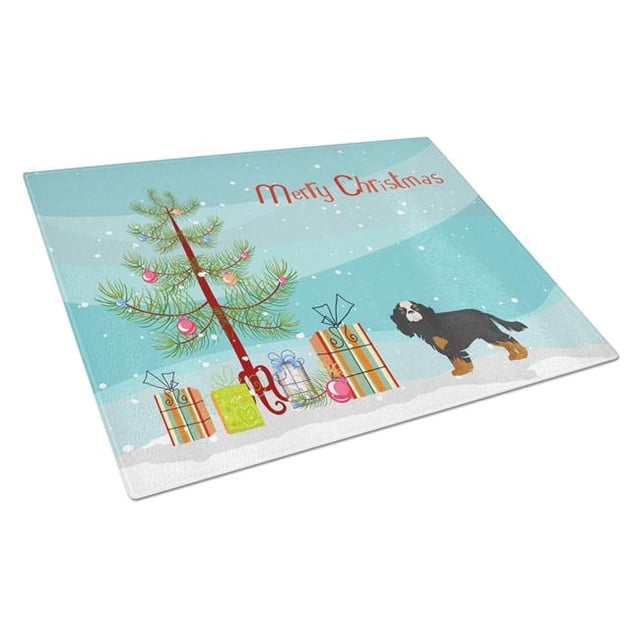 Carolines Treasures CK3465LCB Cavalier King Charles Spaniel Christmas Tree Glass Cutting Board - Large