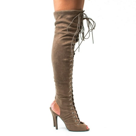 

Women Over Knee Thigh High Corset Lace Up Military Boot