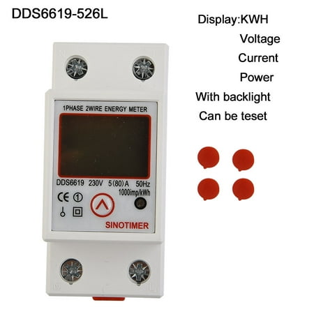

GLFSIL DDS6619 5-80A 230V LCD Digital Single Phase Energy Watt KWh Meter DIN Rail Mount