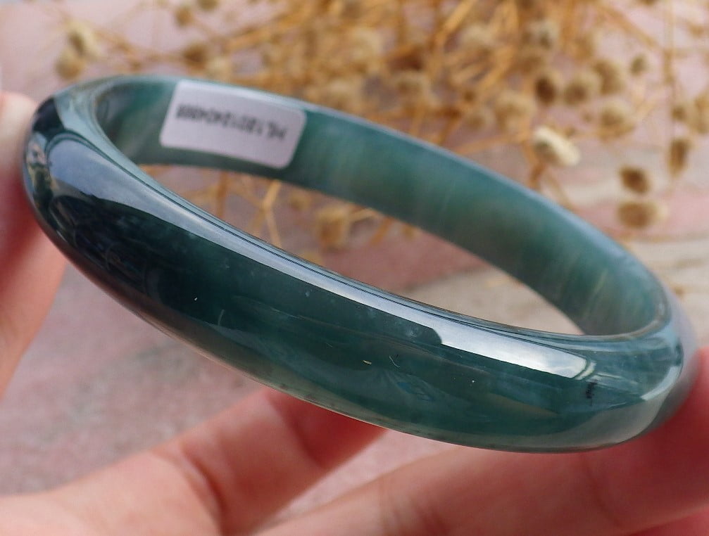 Icy Green Natural A JADE Jadeite Circle Bangle Bracelet 60 mm 682900 TN