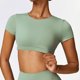 thumbnail image 2 of Vestido deportivo de manga corta con cuello redondo para mujer, camiseta de Yoga con sensación desnuda para correr, Fitness, entrenamiento en gimnasio, Top realzador, Camiseta deportiva ajustada, 2 of 5