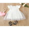 thumbnail image 2 of Enfants Bébé Filles Maille Robe Manches Courtes Cou Perle Décoration Été Décontracté une Robe Midi Doublée Rose 18-24 Mois, 2 of 8