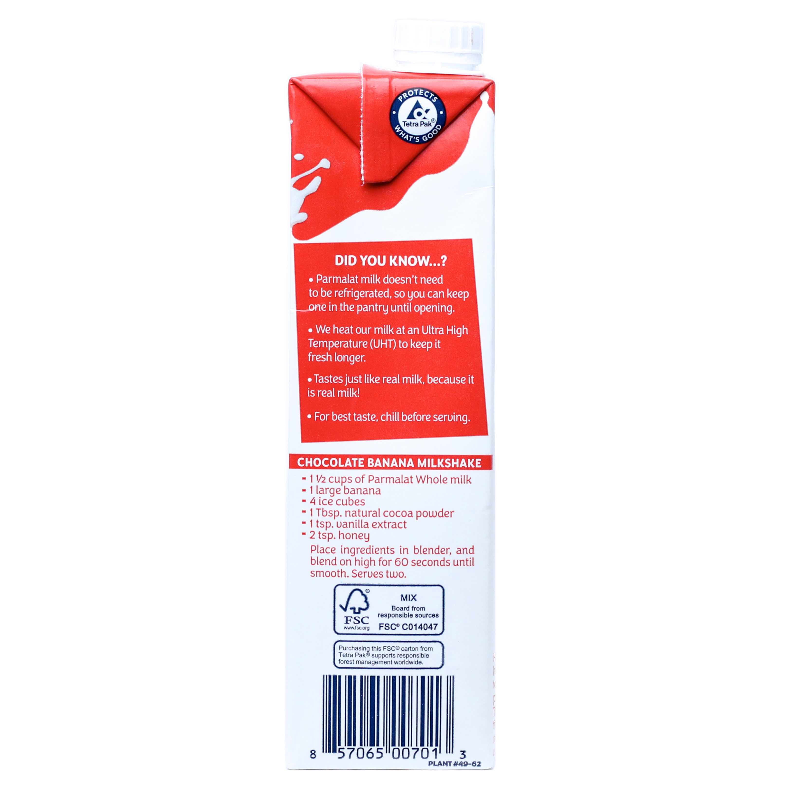 (4 pack) Parmalat Whole Milk, 32 fl oz (Shelf-Stable)