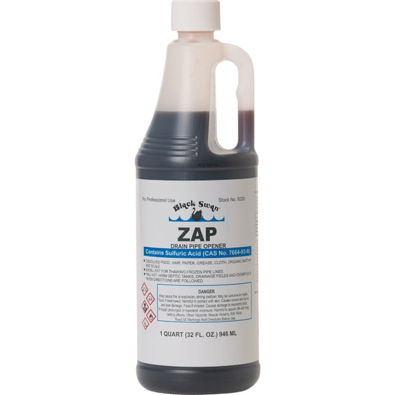 Black Swan Manufacturing 139202071 1 qt. 09020 Zap Drain Pipe Opener - Sulfuric Acid