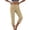 Khaki, variant on Women's Cotton Linen Capris Lightweight Summer Elastic Waisted Split Side Cropped Trouser Casual Sports Capri Pants with Pockets