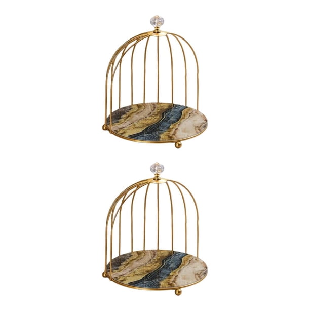 Ounissouiy Iron Bird Cage Cosmetic Organizer Bathroom Holder Rack Dresser Storage Stand Río estrella de 1 capa 2piezas