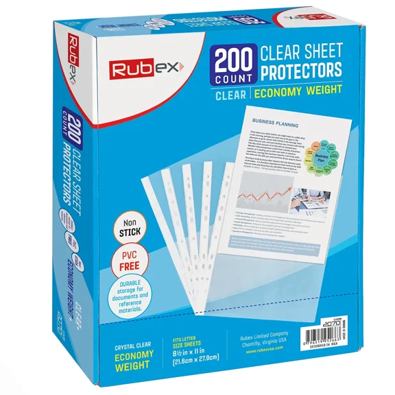Sheet Protectors 8.5 X 11 Inch Clear Page Protectors Plastic Sleeves Reinforc...