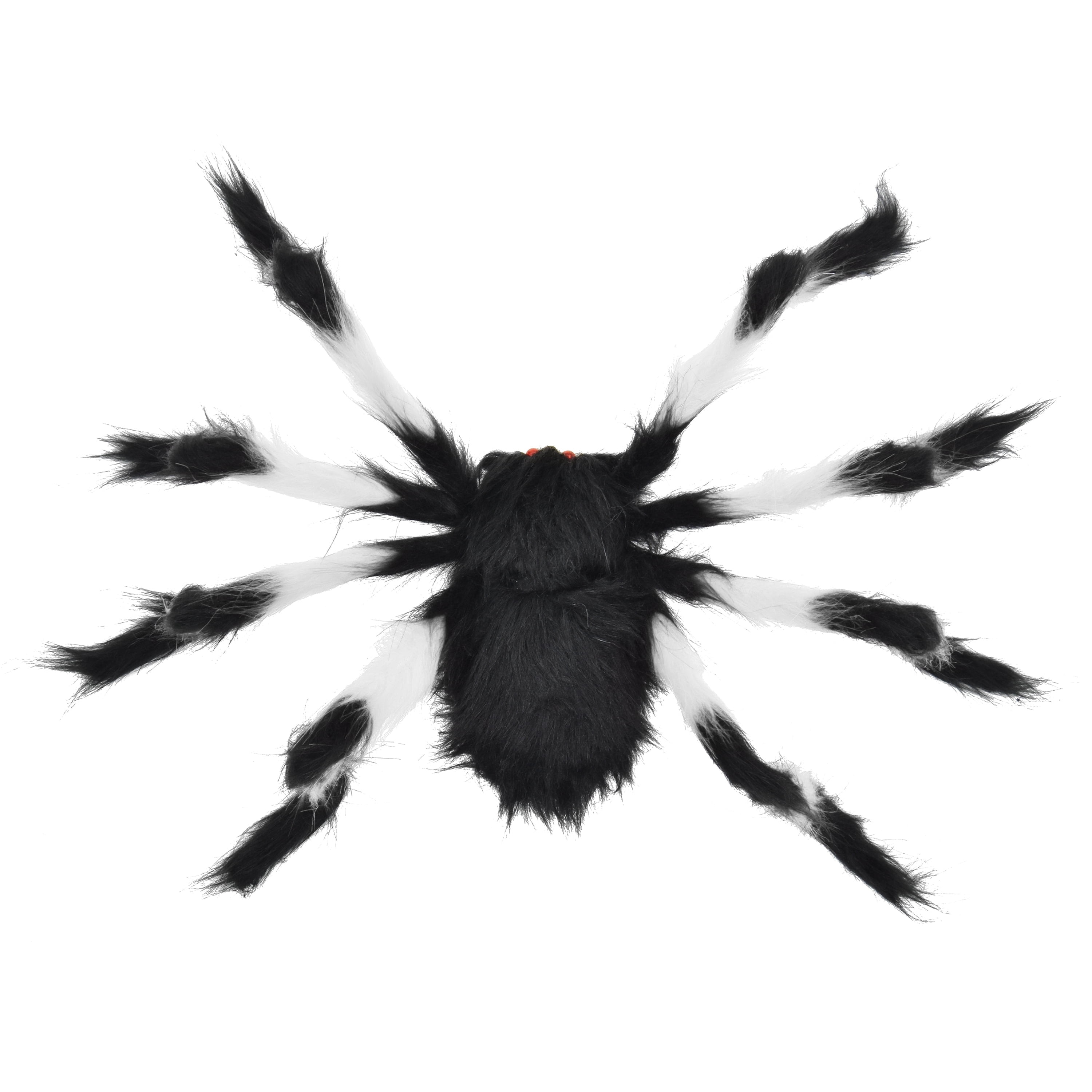 Furry Spider Decoration, Black and White, 28", Halloween by Way To Celebrate
