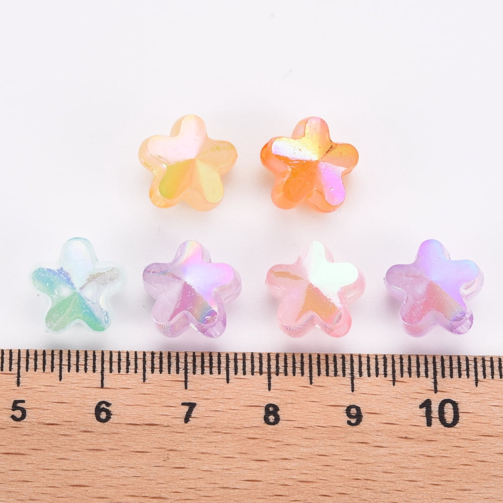 Imitation Jelly Acrylic Beads AB Color Plated Flower Mixed Color 11x12x7.5mm Hole: 2.5mm about 890pcs/500g