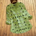 thumbnail image 2 of Ichuanyi Womens Tops, Summer Women Casual Cat Print Long Sleeve V-Neck Button Loose Shirt Top Blouse, 2 of 4