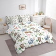 thumbnail image 3 of Homewish Kawaii Crocodile Rhinoceros Monkey 7-Piece Twin Bedding Sets For Kids Children Teens,Kawaii Animal Bedding Comforter Set,Tree Leaves Breathable Sheet Sets,Luxury Bedroom Decor,Reversible, 3 of 8